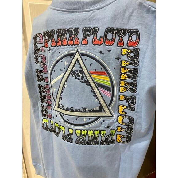 PINK FLOYD SWEATSHIRT EMBROIDERED  ROCK PSYCHEDELIA 60’ PRISM RAINBOW BEAM Sz M - Picture 8 of 14